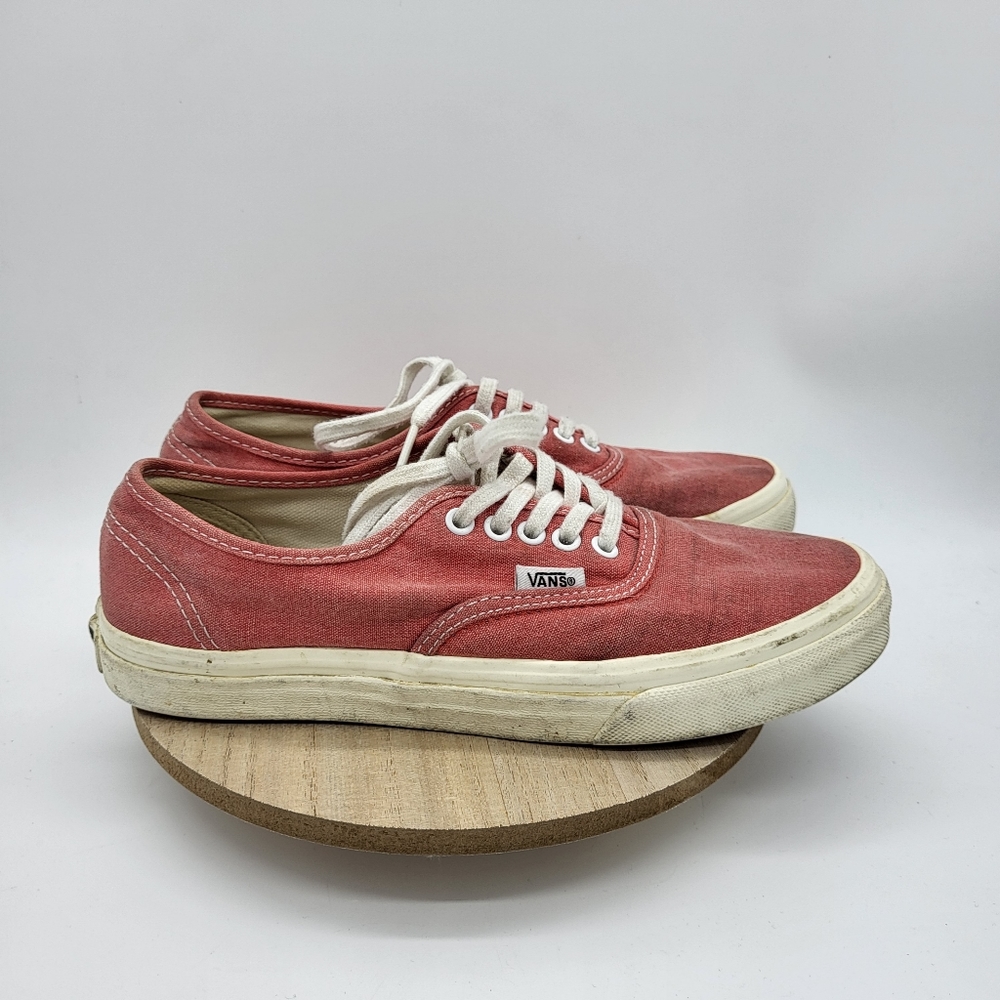Vans | red canvas low tops with great patina